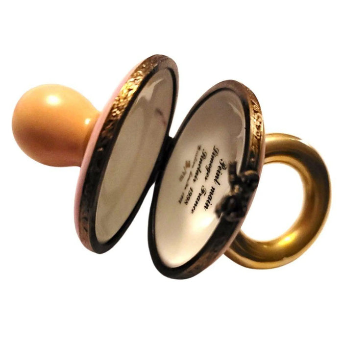 Pink Pacifier Limoges Box for New Parents Porcelain Limoges baby limoges box babies maternity French Trinket Box