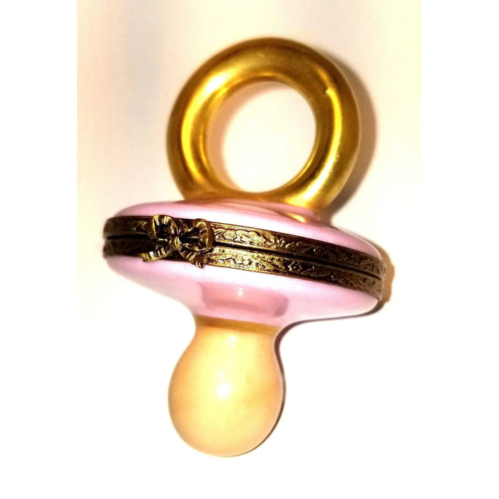 Pink Pacifier Limoges Box for New Parents Porcelain Limoges baby limoges box babies maternity French Trinket Box