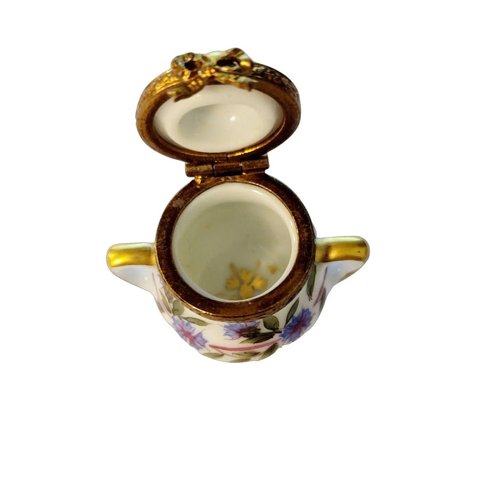 Purple Floral Limoges Box for Tea Lovers Porcelain Limoges China French Trinket Box