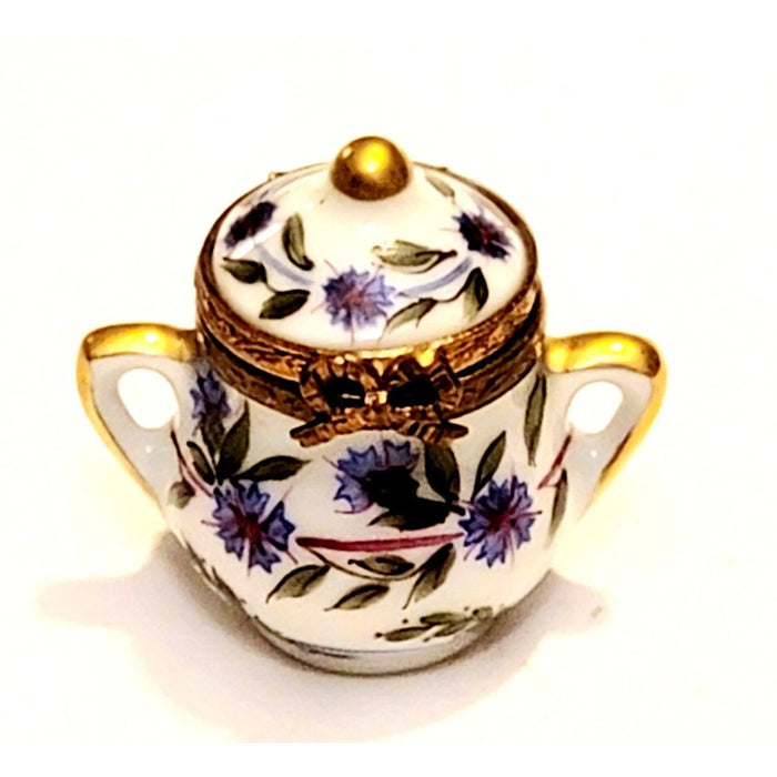 Purple Floral Limoges Box for Tea Lovers Porcelain Limoges China French Trinket Box