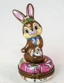 Rabbit Shopping Limoges Box for Collectors Porcelain Limoges mice rabbit easter limoges boxes French Trinket Box