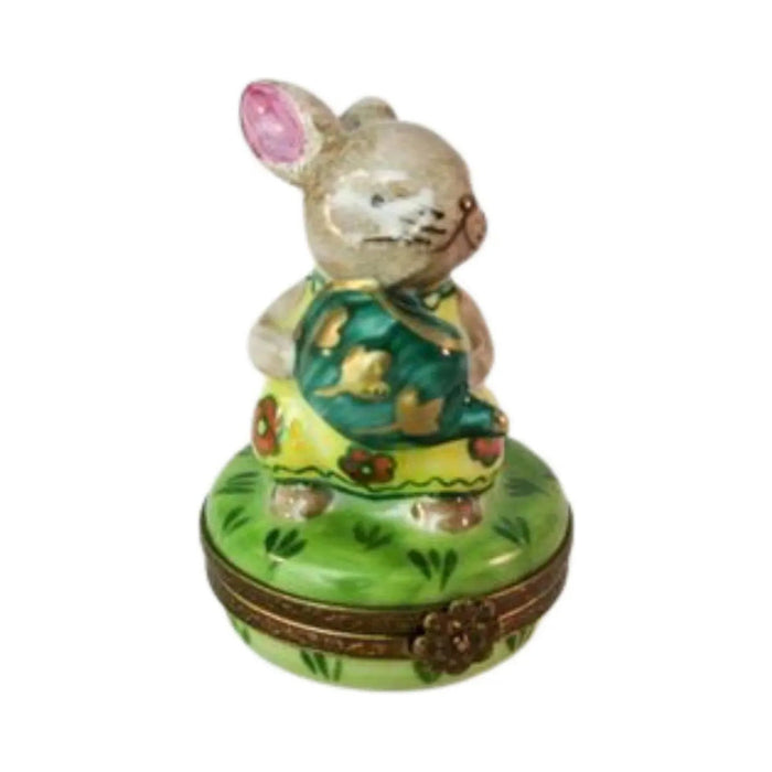 Fine French craftsmanship on the Rabbit Watering Can Limoges box, painted by hand