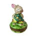 Fine French craftsmanship on the Rabbit Watering Can Limoges box, painted by hand