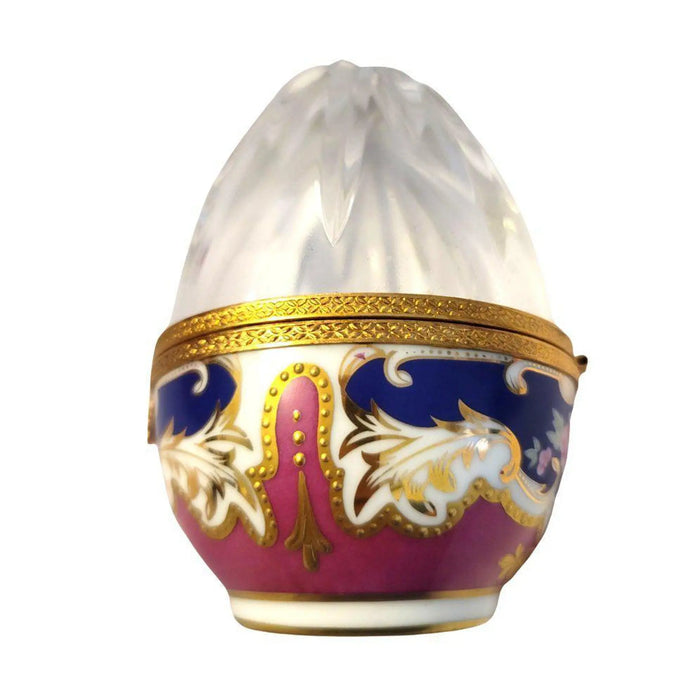 Rare Crystal Egg for Elegant Collectors Porcelain Limoges Egg Wedding Special French Trinket Box