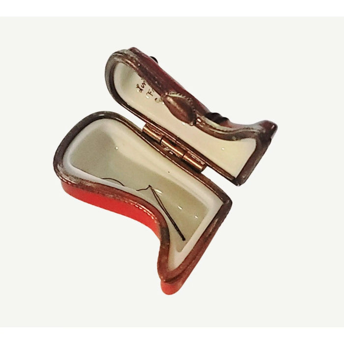 Red Cowboy Boot Trinket Box for Western Decor Porcelain Limoges shoes farm animals French Trinket Box