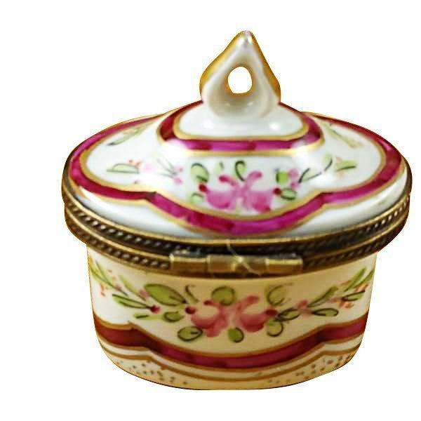 Red Crown Top Limoges Box for Elegant Collectors Porcelain Limoges shaped French Trinket Box