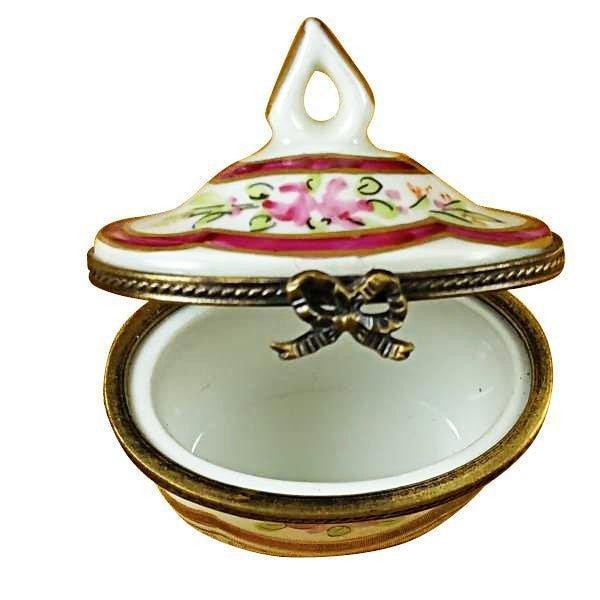 Red Crown Top Limoges Box for Elegant Collectors Porcelain Limoges shaped French Trinket Box