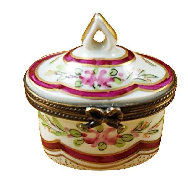 Red Crown Top Limoges Box for Elegant Collectors Porcelain Limoges shaped French Trinket Box