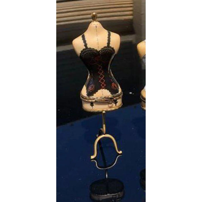 Black Lingerie Mannequin for Collectors Porcelain Limoges Fashion jewelry women shoes limoges box French Trinket Box
