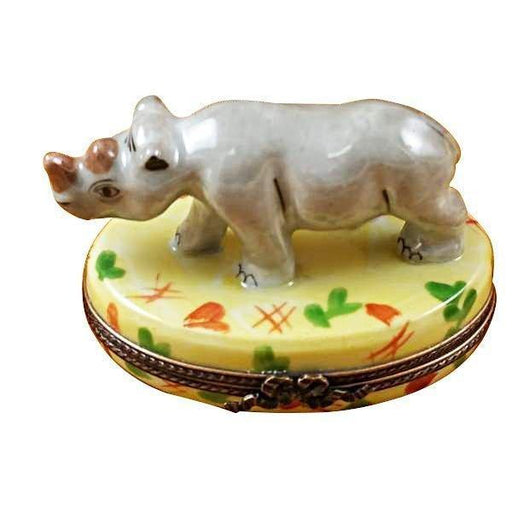 Rhinoceros Limoges Box for Collectors Porcelain Limoges wild animals French Trinket Box