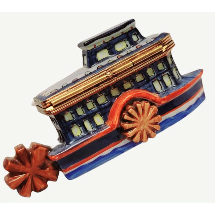 Riverboat Charm for Collectors Porcelain Limoges boat united states French Trinket Box
