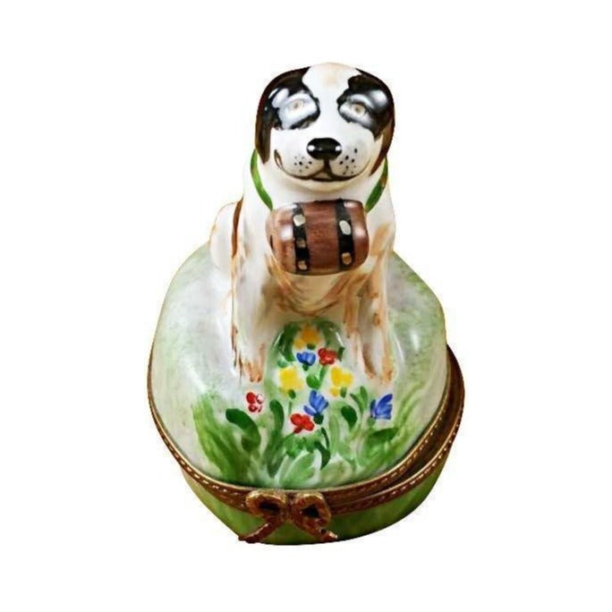 Authentic Rochard Saint Bernard Limoges box, hand-painted in France, from Limoges Boutique