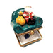 Collectible Santa Claus with Bag on Green Christmas Chair Limoges box with artisan brushwork