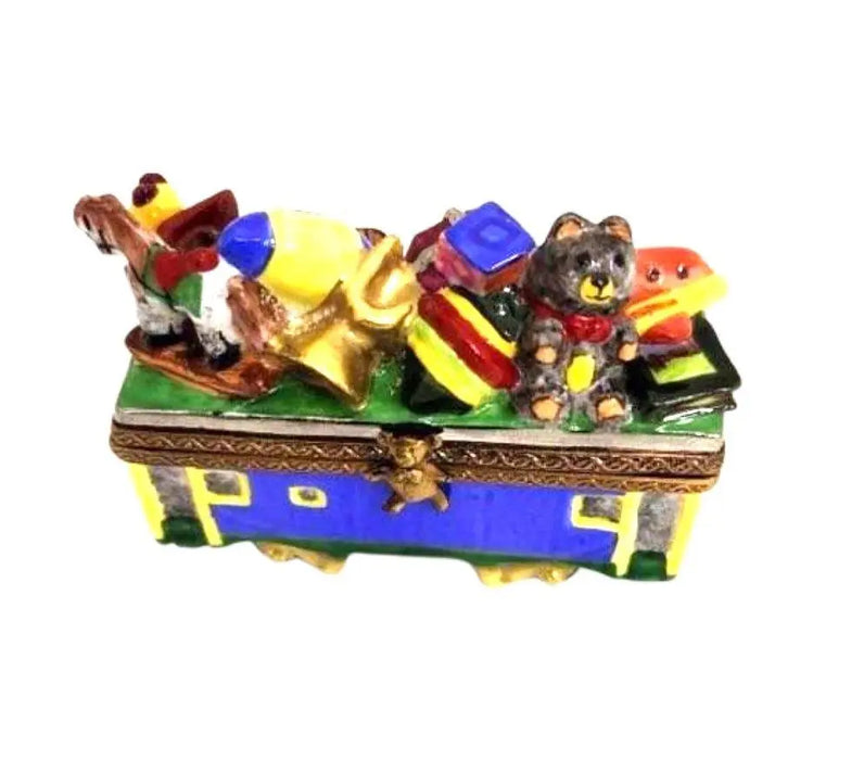 Santa Train Limoges Box Delight Porcelain Limoges Santa vehicle French Trinket Box