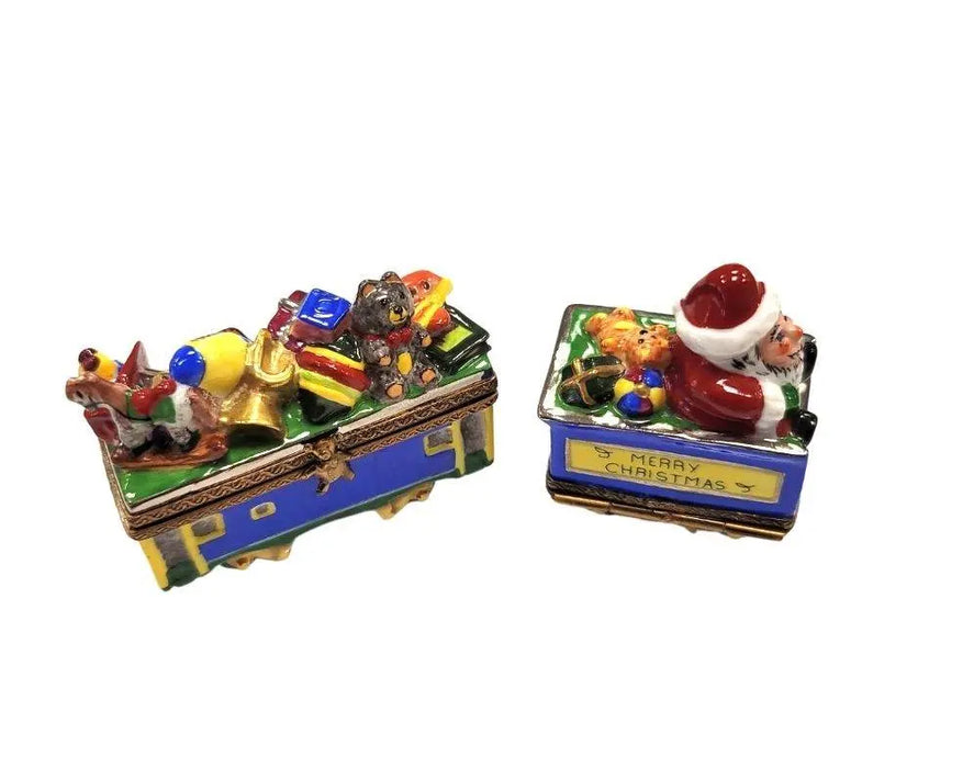 Santa Train Limoges Box Delight Porcelain Limoges Santa vehicle French Trinket Box