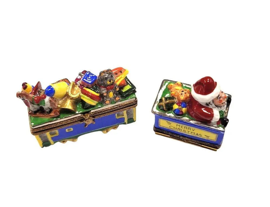 Santa Train Limoges Box Delight Porcelain Limoges Santa vehicle French Trinket Box