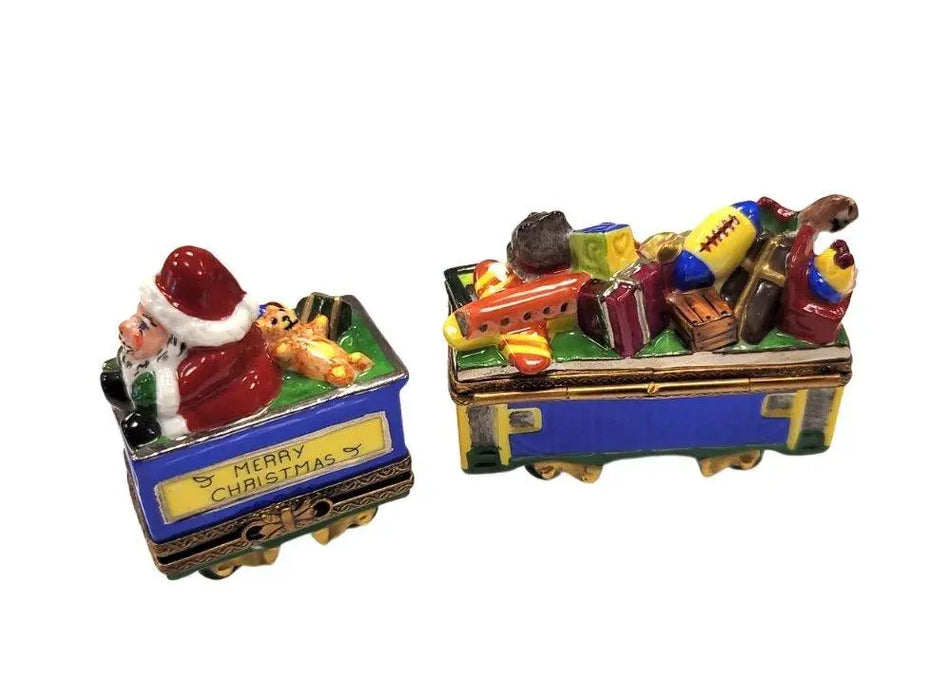 Santa Train Limoges Box Delight Porcelain Limoges Santa vehicle French Trinket Box