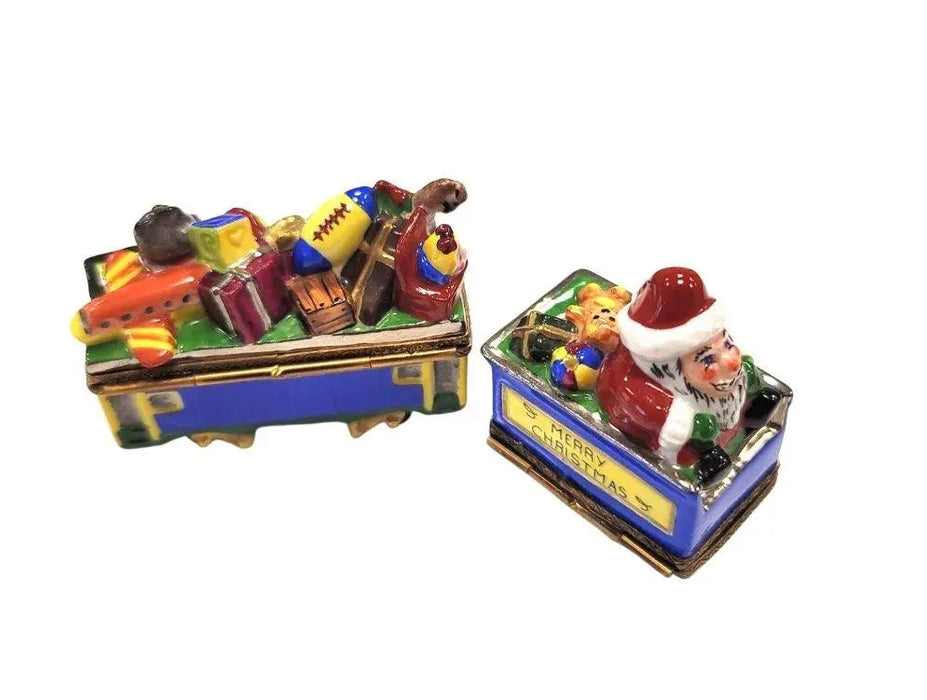 Santa Train Limoges Box Delight Porcelain Limoges Santa vehicle French Trinket Box