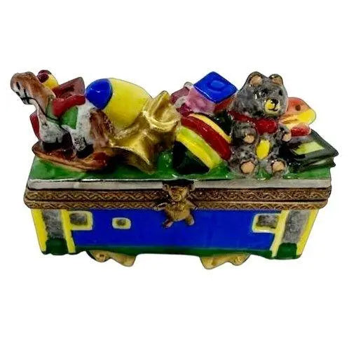 Santa Train Limoges Box Delight Porcelain Limoges Santa vehicle French Trinket Box