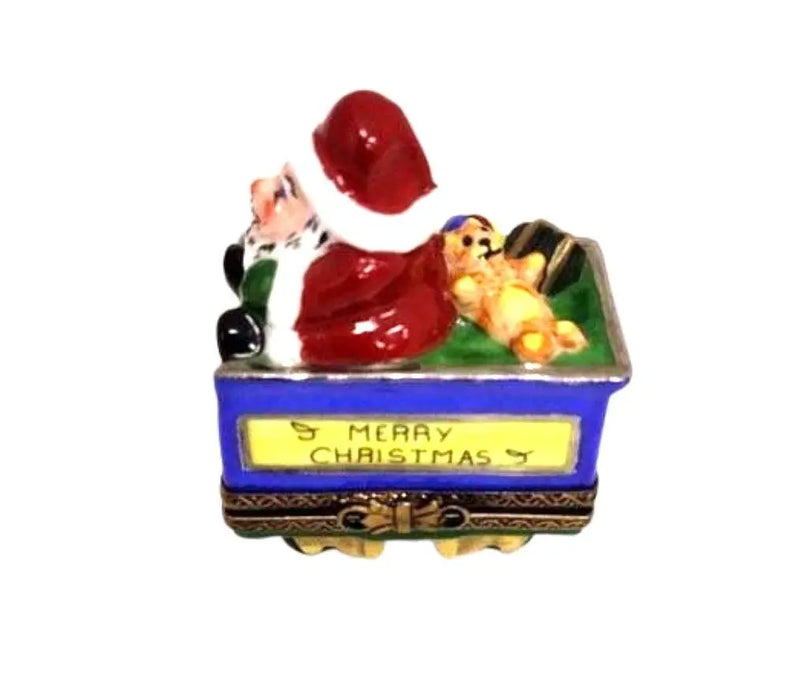Santa Train Limoges Box Delight Porcelain Limoges Santa vehicle French Trinket Box