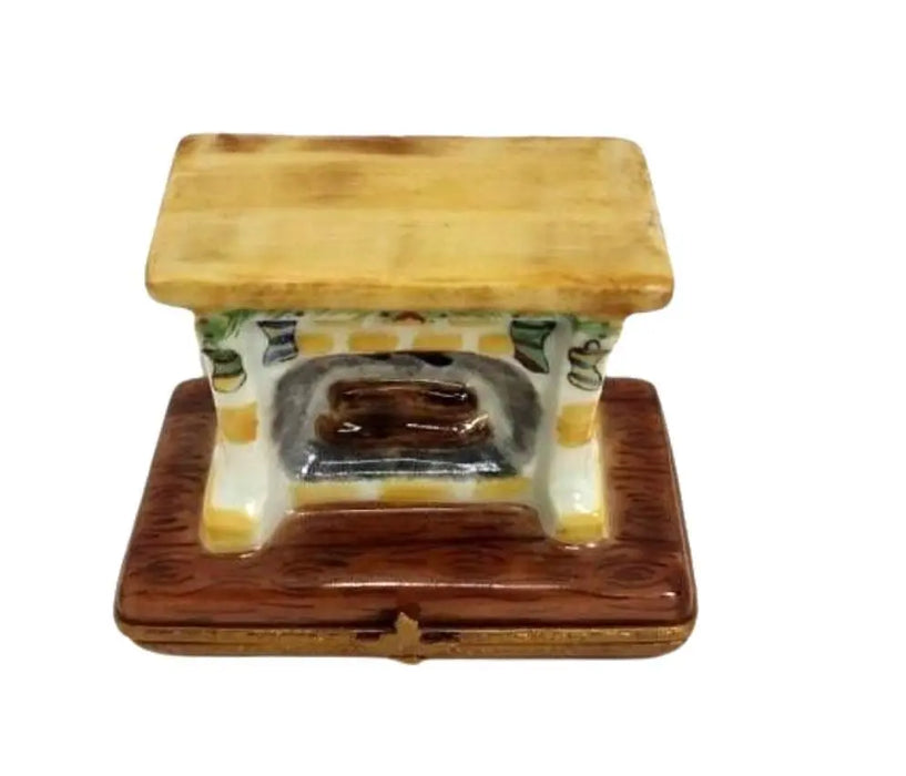 Santa in Cozy Fireplace for Holiday Decor Porcelain Limoges santa christmas xmas French Trinket Box