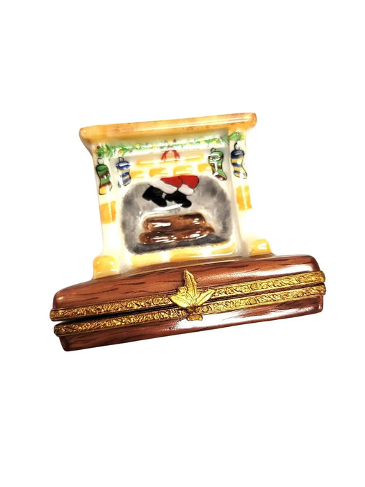 Santa in Cozy Fireplace for Holiday Decor Porcelain Limoges santa christmas xmas French Trinket Box