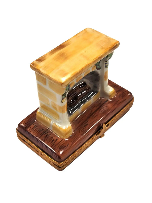 Santa in Cozy Fireplace for Holiday Decor Porcelain Limoges santa christmas xmas French Trinket Box