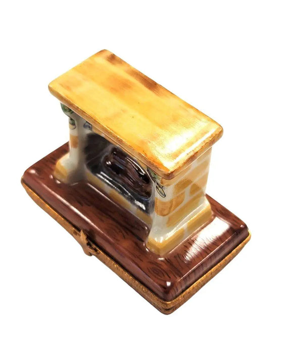 Santa in Cozy Fireplace for Holiday Decor Porcelain Limoges santa christmas xmas French Trinket Box