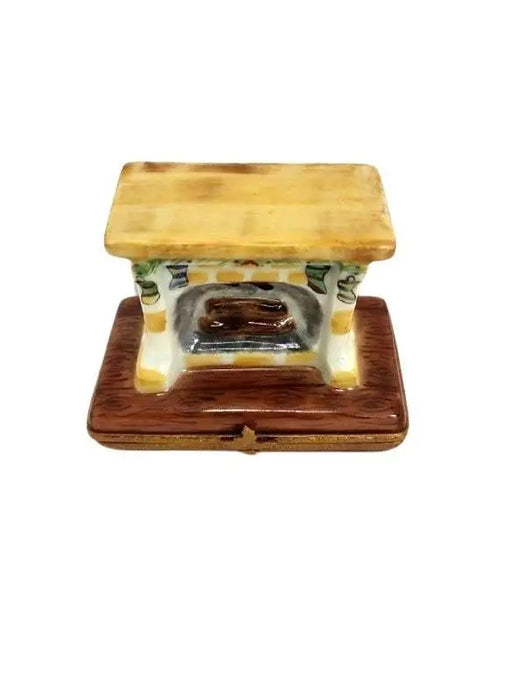 Santa in Cozy Fireplace for Holiday Decor Porcelain Limoges santa christmas xmas French Trinket Box