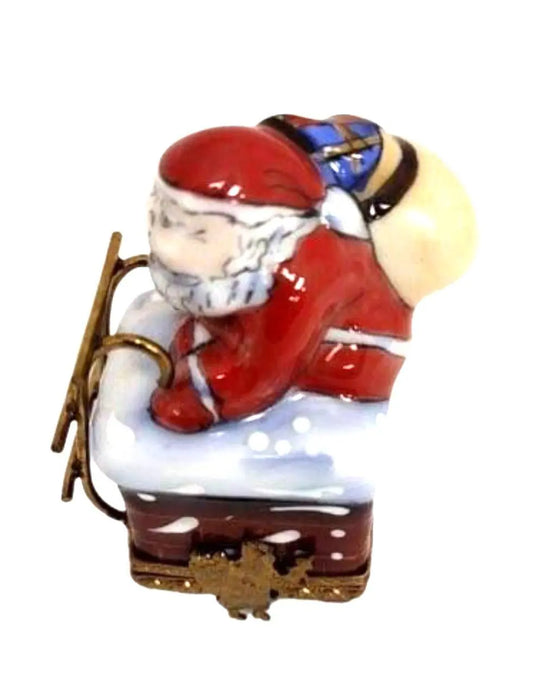 Santa on Chimney Limoges Box for Holiday Collectors Porcelain Limoges santa christmas French Trinket Box