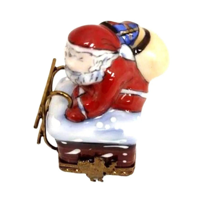 Every brushstroke by hand on the Santa on Chimney Limoges box from France