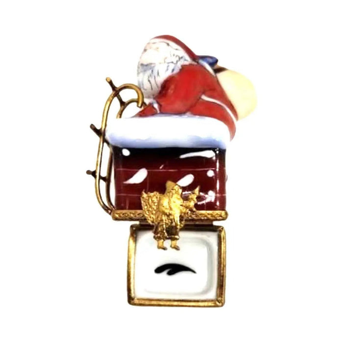 Fine art lovers will admire this Santa on Chimney Limoges box