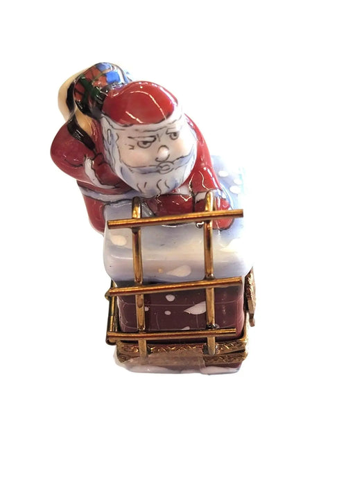 Santa on Chimney Limoges Box for Holiday Collectors Porcelain Limoges santa christmas French Trinket Box