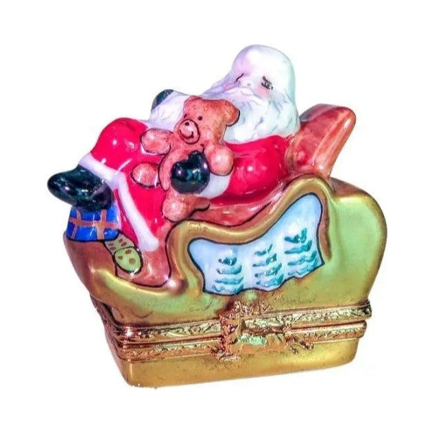 Limoges Boutique presents the Santa on Sleigh, a genuine Limoges box painted by hand in France