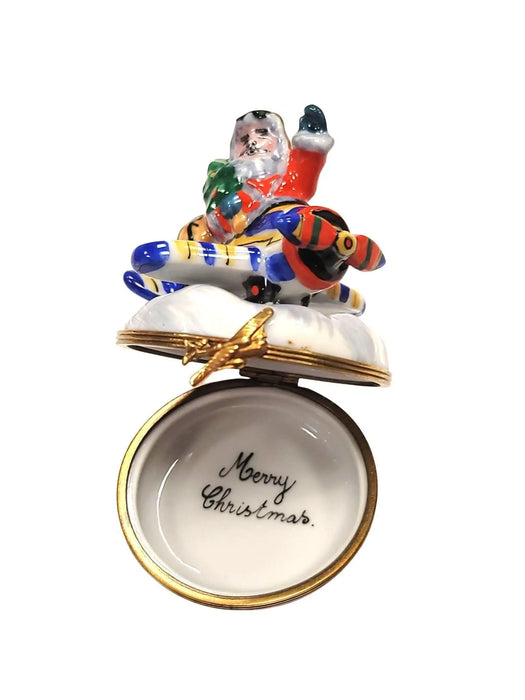 Santa's Joyful Flight Limoges Box for Holiday Cheer Porcelain Limoges santa christmas French Trinket Box