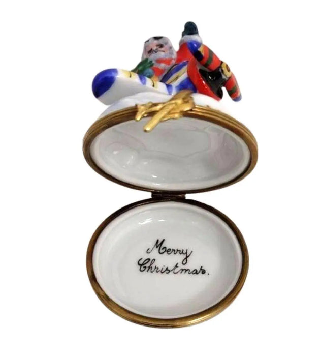 Santa's Joyful Flight Limoges Box for Holiday Cheer Porcelain Limoges santa christmas French Trinket Box