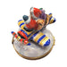 Every brushstroke by hand on the Santa on Airplane Limoges box from France