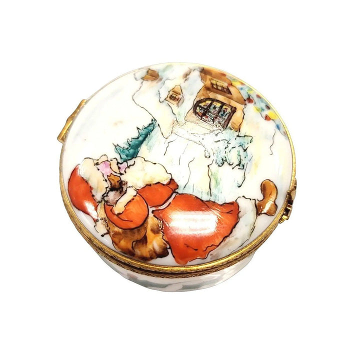 Santa Claus Gift Box Porcelain Limoges xmas theme christmas figurine LIMOGES BOXES santa French Trinket Box
