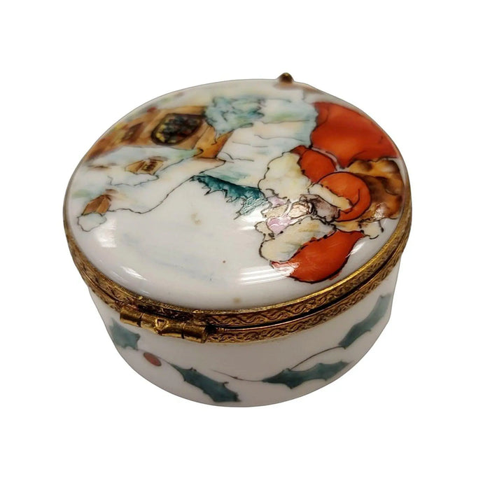 Santa Claus Gift Box Porcelain Limoges xmas theme christmas figurine LIMOGES BOXES santa French Trinket Box