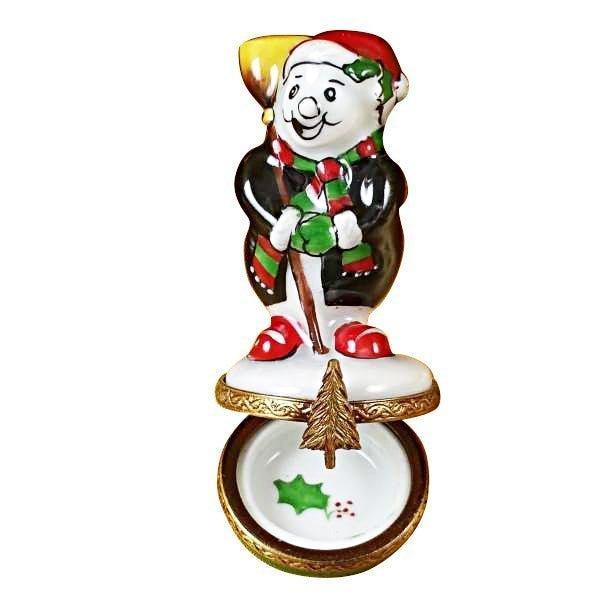 Laughing Snowman Limoges Box for Holiday Cheer Porcelain Limoges snowman xmas French Trinket Box