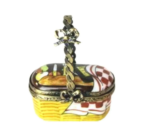 Exquisite Picnic Basket for Collectors Porcelain Limoges Basket Beach French Trinket Box