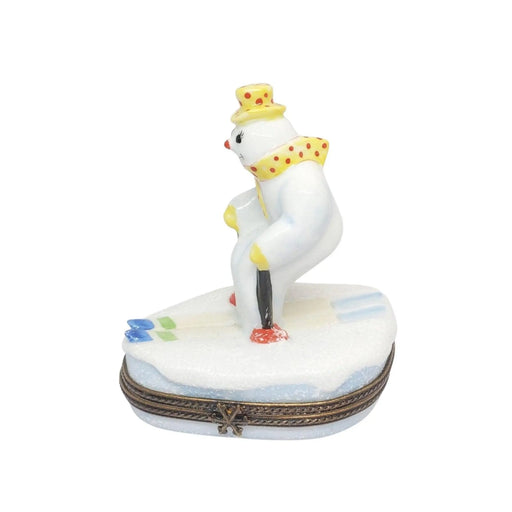 Snowman Skiing Limoges Box for Holiday Cheer Porcelain Limoges Snowman Sports winter French Trinket Box