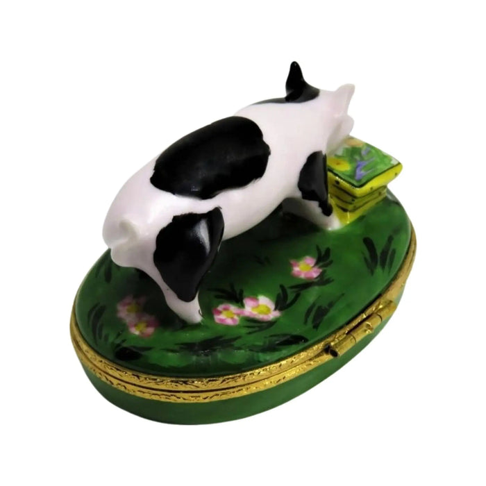 Spotted Pig Limoges Box for Animal Lovers Porcelain Limoges pig French Trinket Box