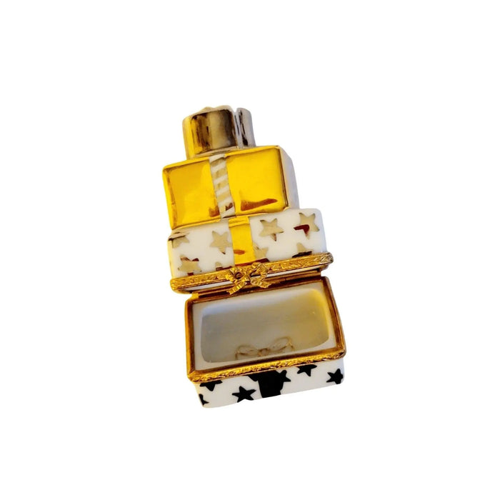 Stack of Gifts Box for Elegant Celebrations Porcelain Limoges xmas theme anniversary French Trinket Box