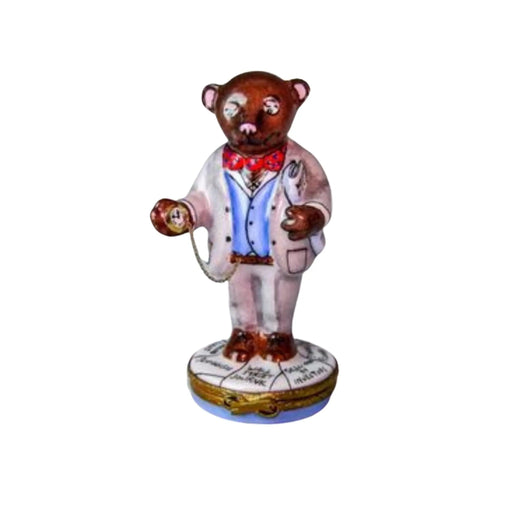 Stock Market Bear Limoges Box for Collectors Porcelain Limoges bear professional French Trinket Box