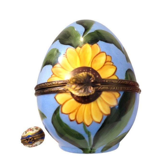 Sunflower Decorative Egg for Home Elegance Porcelain Limoges egg flower French Trinket Box