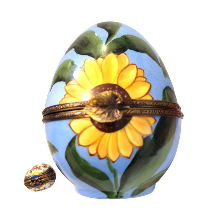 Sunflower Decorative Egg for Home Elegance Porcelain Limoges egg flower French Trinket Box