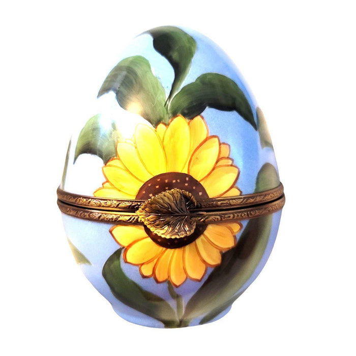 Sunflower Decorative Egg for Home Elegance Porcelain Limoges egg flower French Trinket Box
