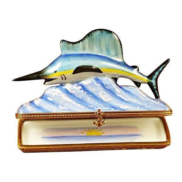 Swordfish Limoges Box for Collectors Porcelain Limoges fish ocean beach French Trinket Box