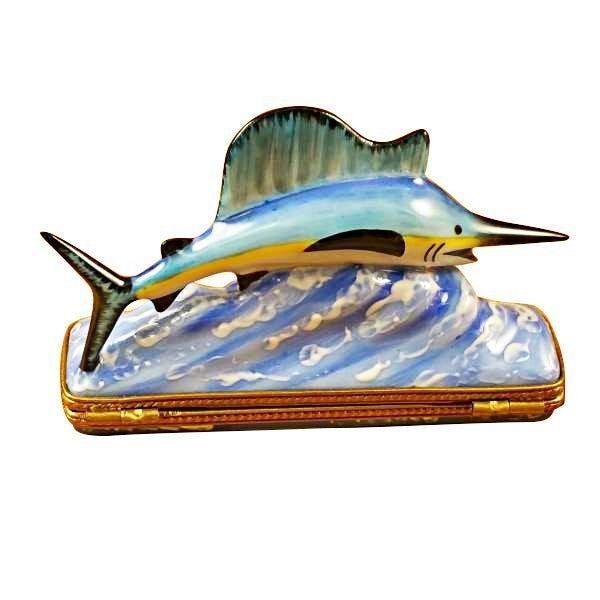 Swordfish Limoges Box for Collectors Porcelain Limoges fish ocean beach French Trinket Box